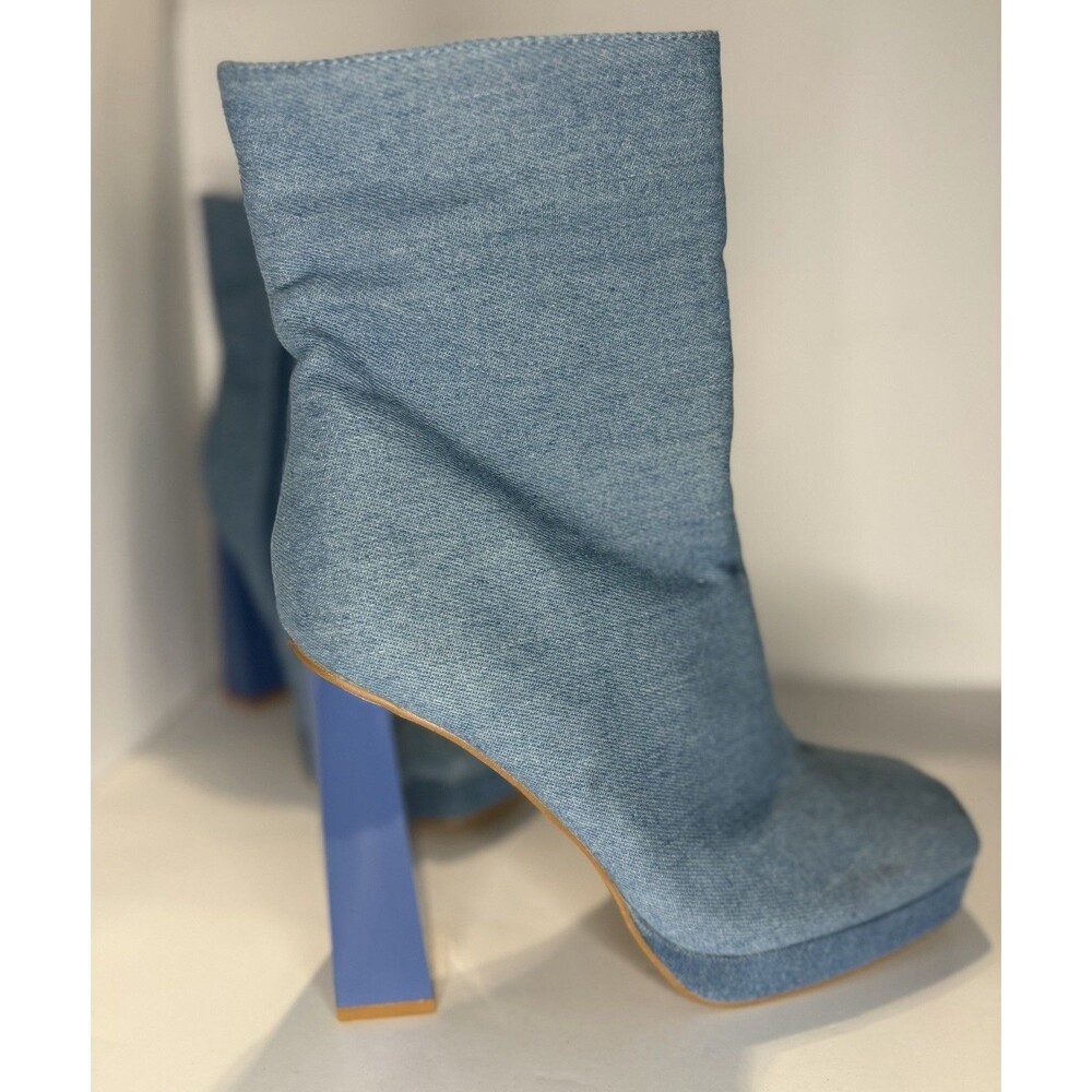 Cape Robbin Trudy Denim Platform Chunky Boots BRATZ Square Toe Size 8